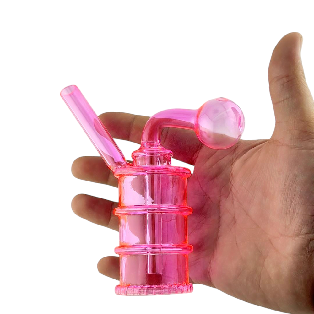 N28 Tall Thick Pyrex Glass Oil Burner Bubbler-Pink