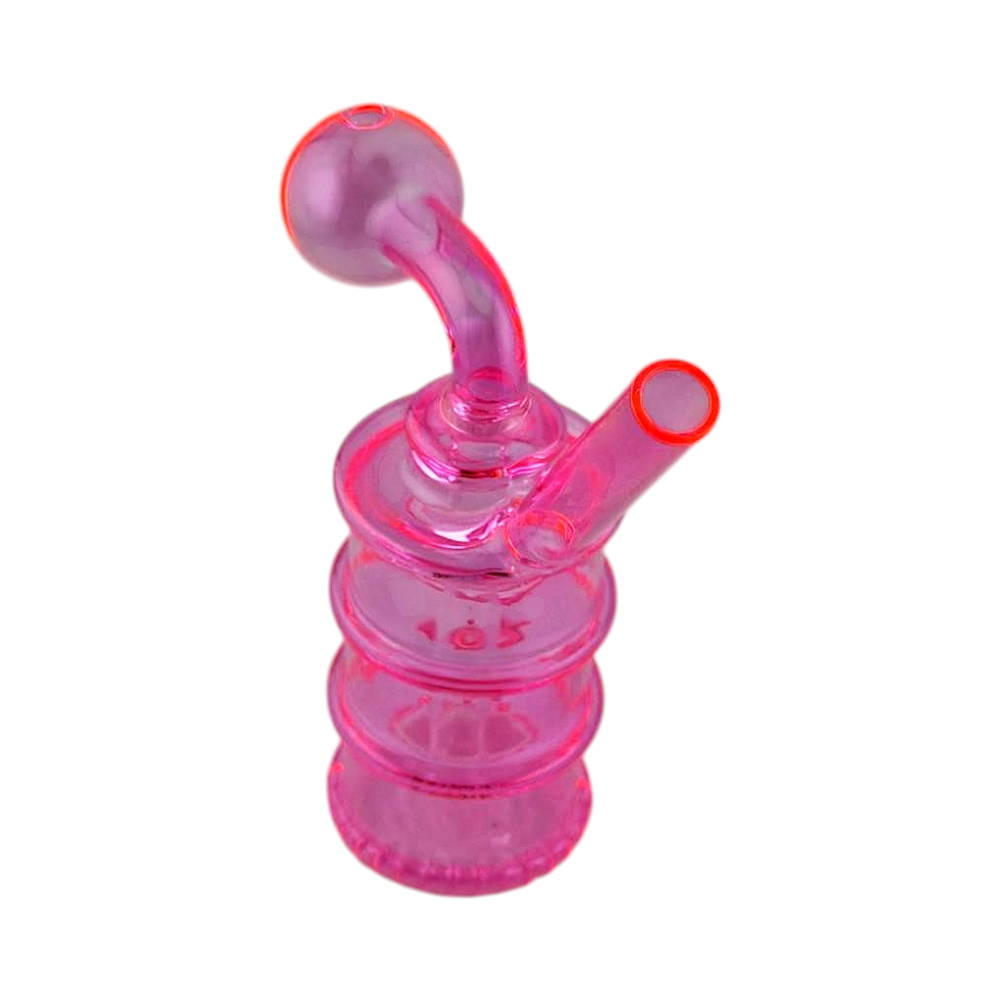 N28 Tall Thick Pyrex Glass Oil Burner Bubbler-Pink