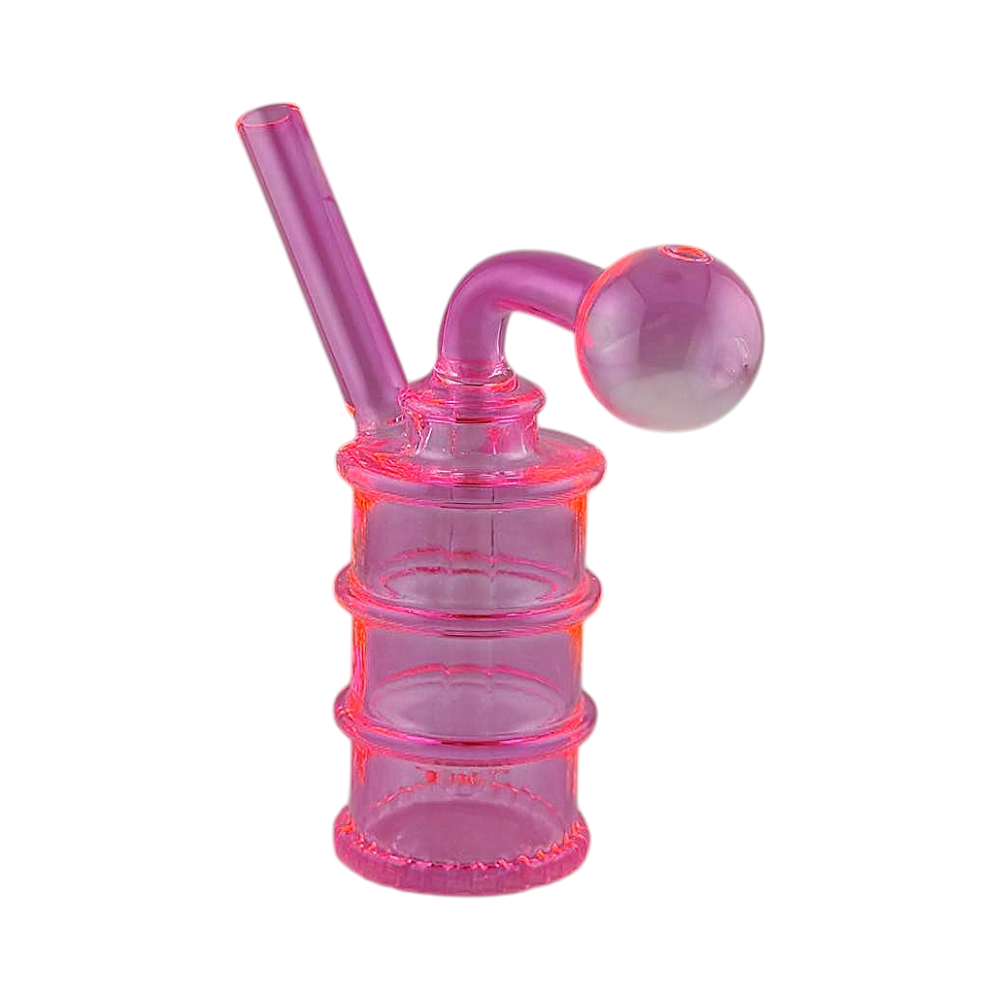 N28 Tall Thick Pyrex Glass Oil Burner Bubbler-Pink