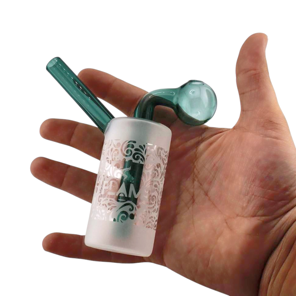 N29 Flam Thick Pyrex Glass Oil Burner Bubbler-Dark Green