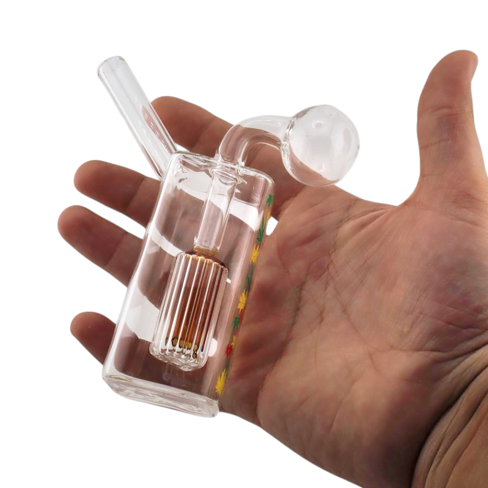 N30 Leaf Thick Pyrex Glass Oil Burner Bubbler With Perc-Brown