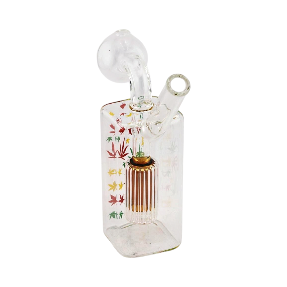 N30 Leaf Thick Pyrex Glass Oil Burner Bubbler With Perc-Brown