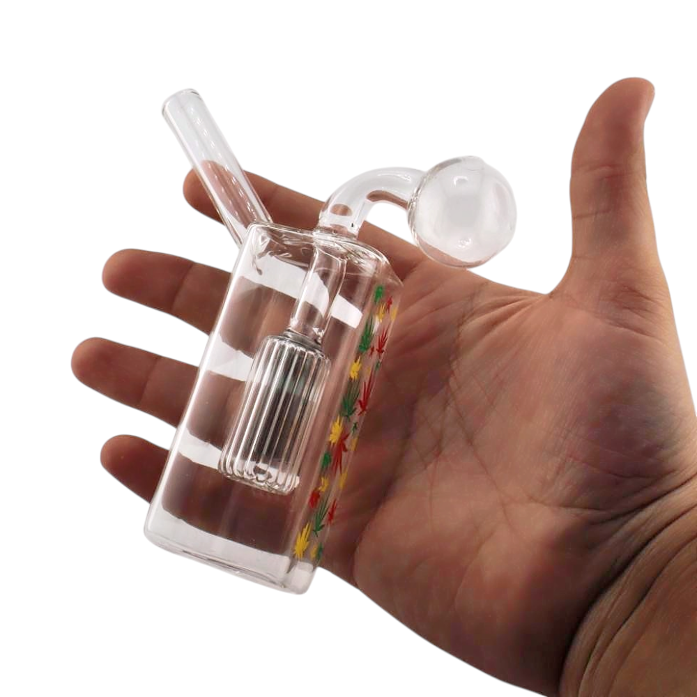 N30 Leaf Thick Pyrex Glass Oil Burner Bubbler With Perc-Clear