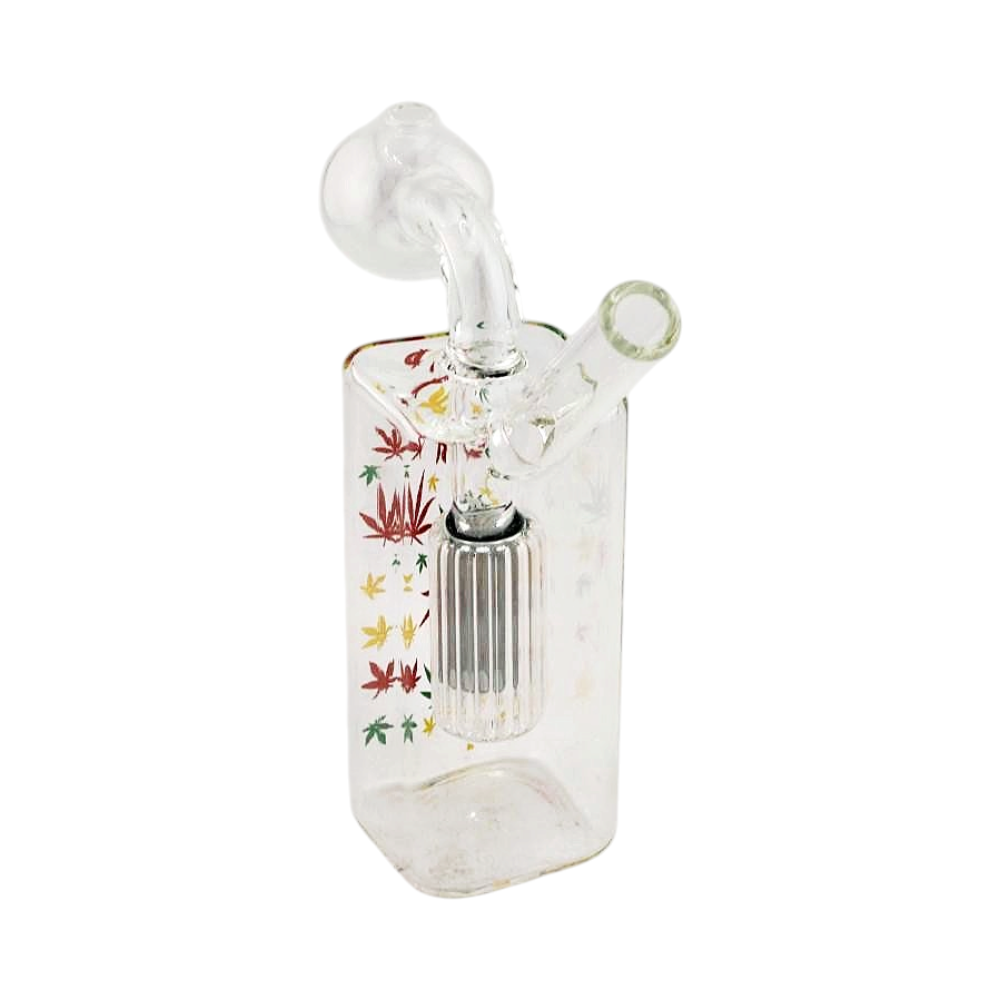 N30 Leaf Thick Pyrex Glass Oil Burner Bubbler With Perc-Clear