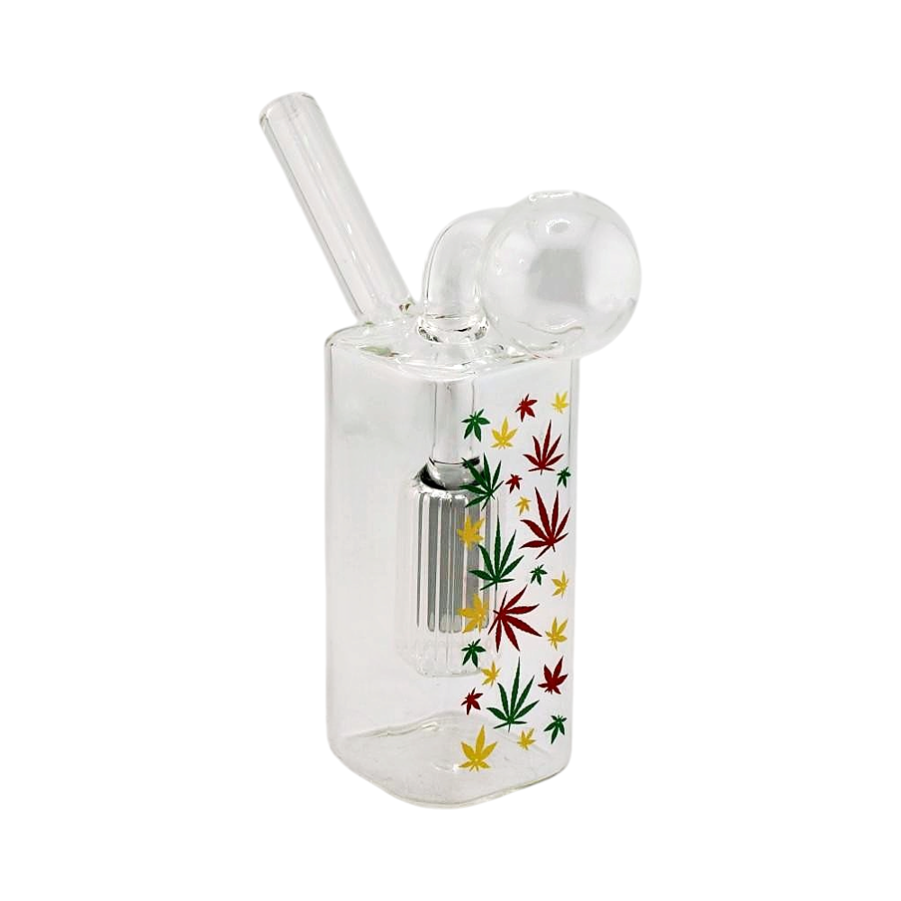 N30 Leaf Thick Pyrex Glass Oil Burner Bubbler With Perc-Clear