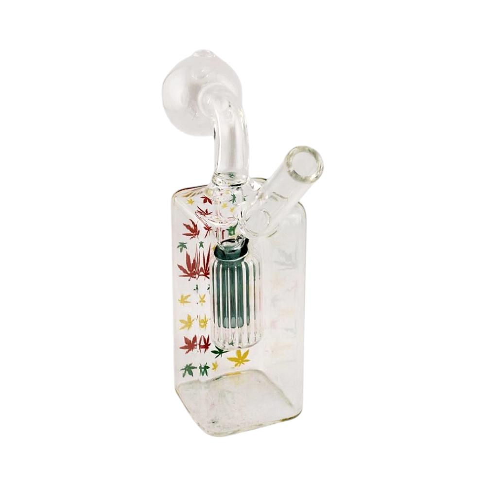 N30 Leaf Thick Pyrex Glass Oil Burner Bubbler With Perc-Green
