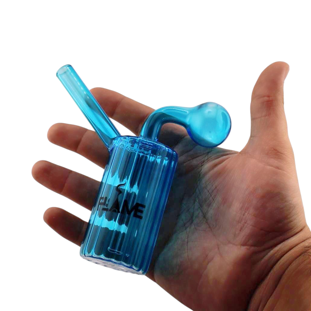 N31 Flam Thick Pyrex Glass Oil Burner Bubbler-Blue