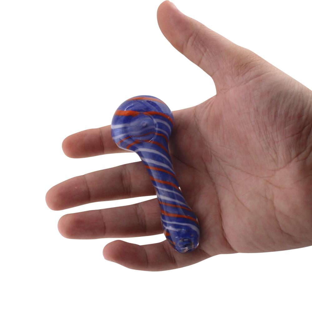 Navy Ember Glass Hand Pipe-Blue