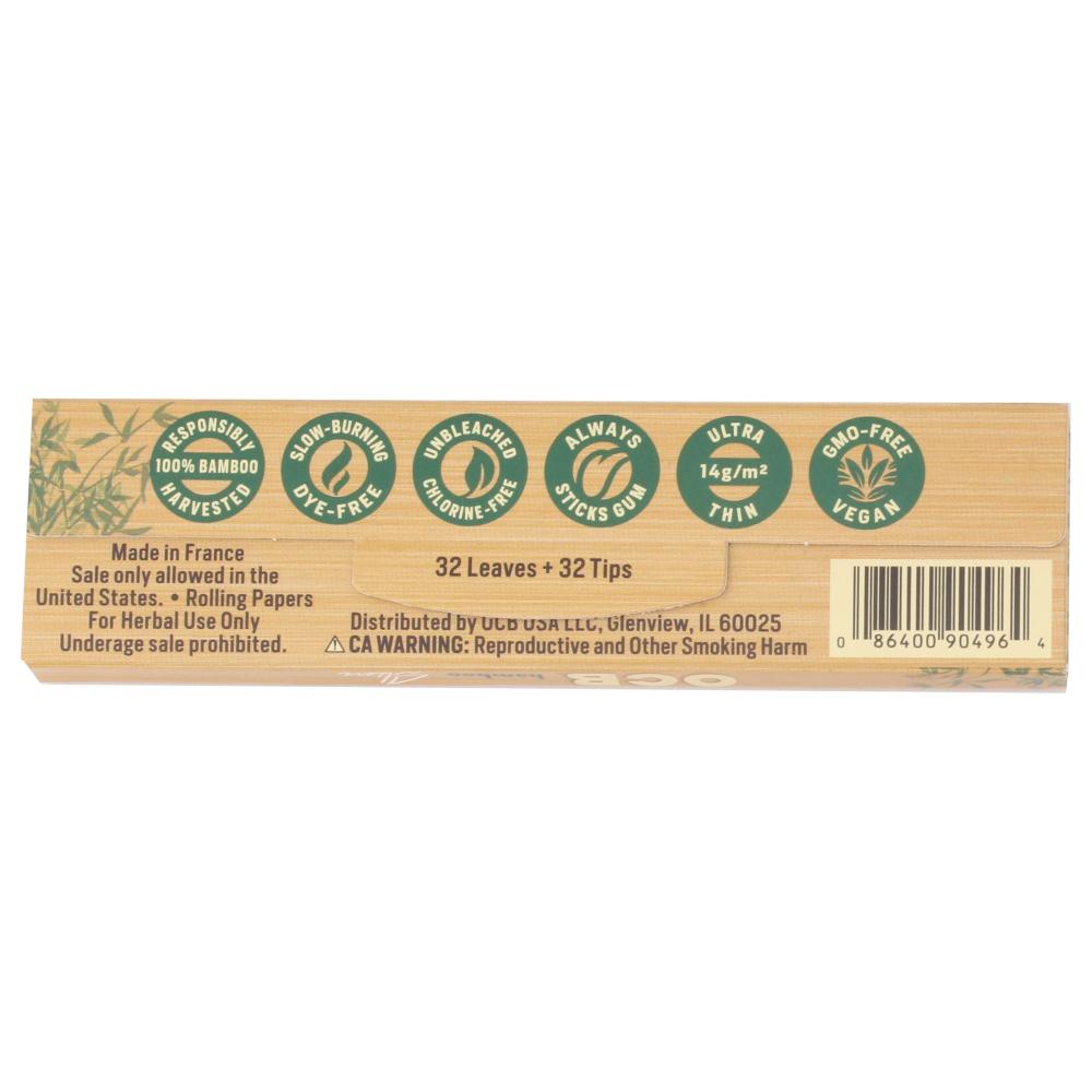 OCB Bamboo Slim King Size Rolling Paper + Tips