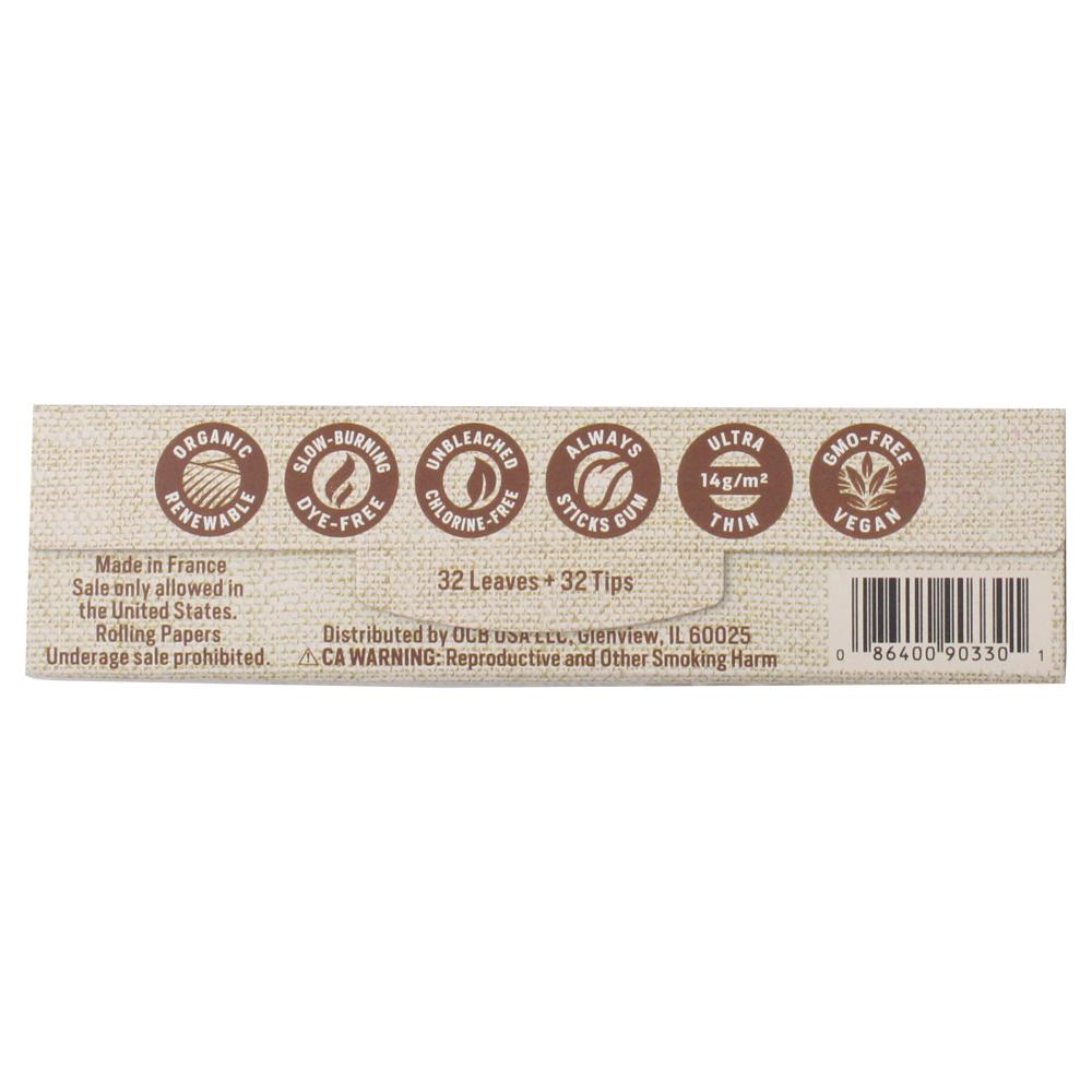 OCB Organic Hemp Slim King Size Rolling Paper + Tips