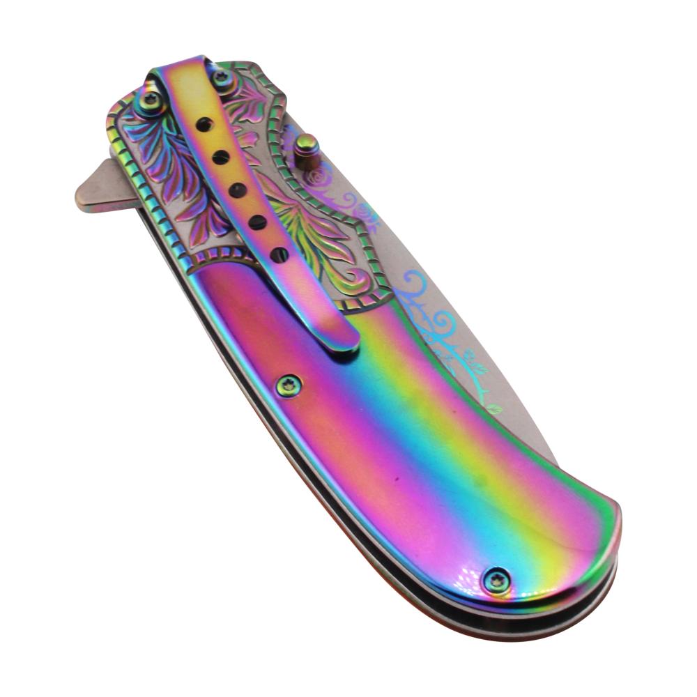 Old Ram N30 Folding Wooden Handle Pocket Knife-Rainbow