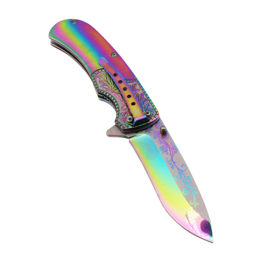 Old Ram N30 Folding Wooden Handle Pocket Knife-Rainbow