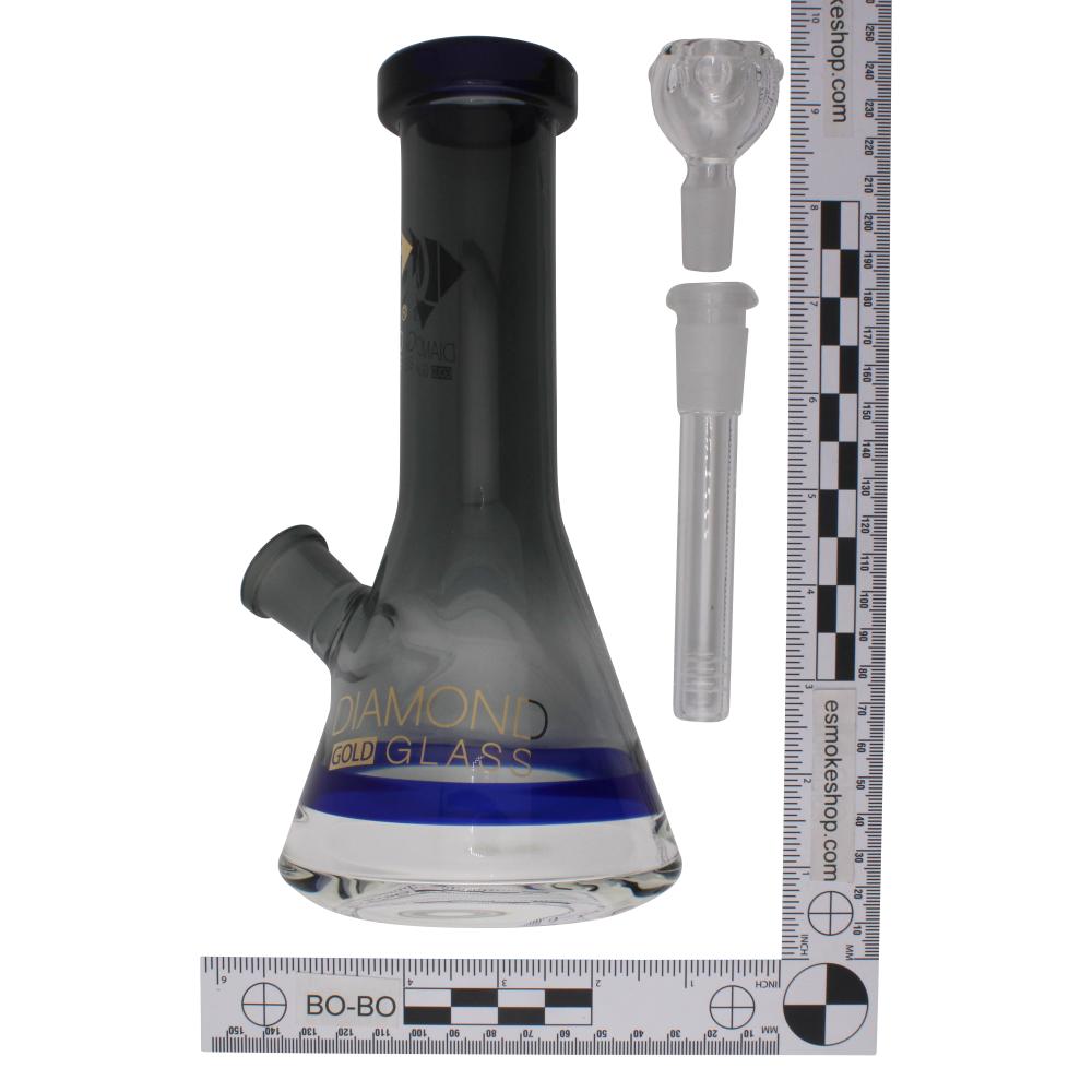 Onyx Diamond Gold Glass Water Pipe-Black