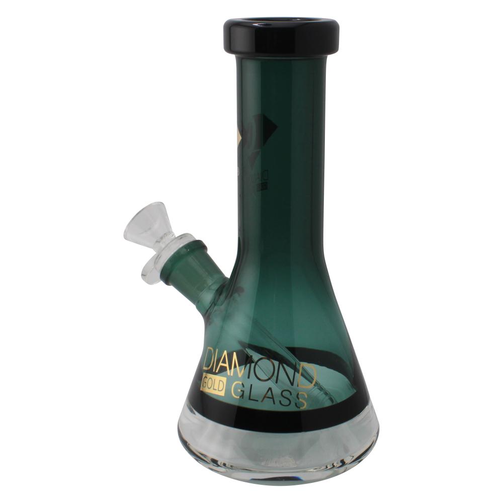 Onyx Diamond Gold Glass Water Pipe-Dark Green