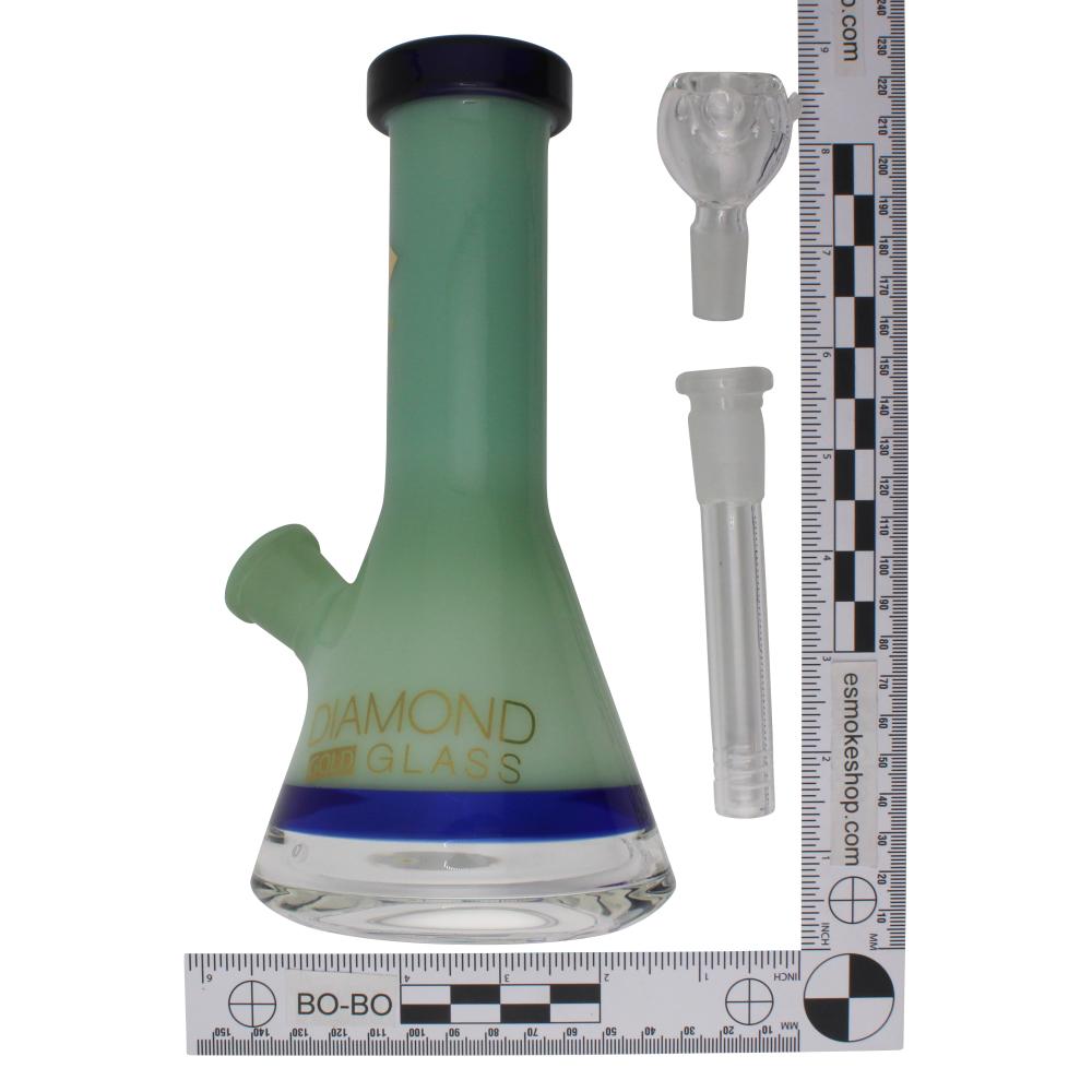 Onyx Diamond Gold Glass Water Pipe-Green