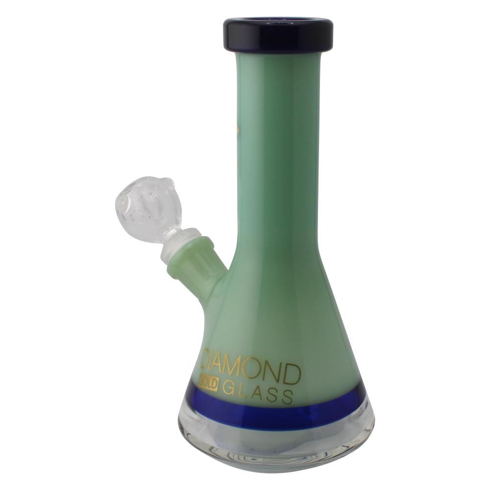 Onyx Diamond Gold Glass Water Pipe-Green
