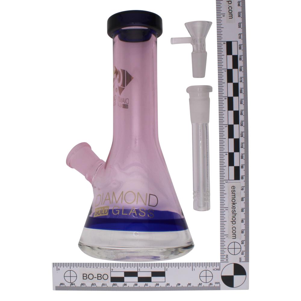 Onyx Diamond Gold Glass Water Pipe-Pink