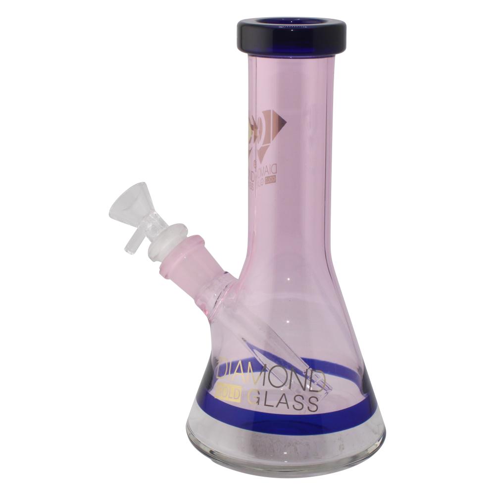 Onyx Diamond Gold Glass Water Pipe-Pink