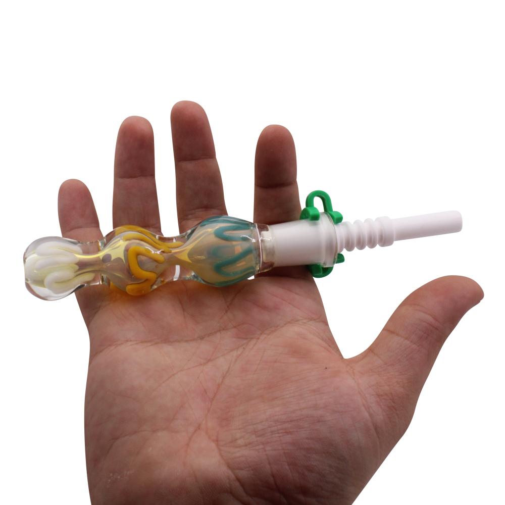 Orbit Swirl Small Glass Nectar Collector-Blue Mix