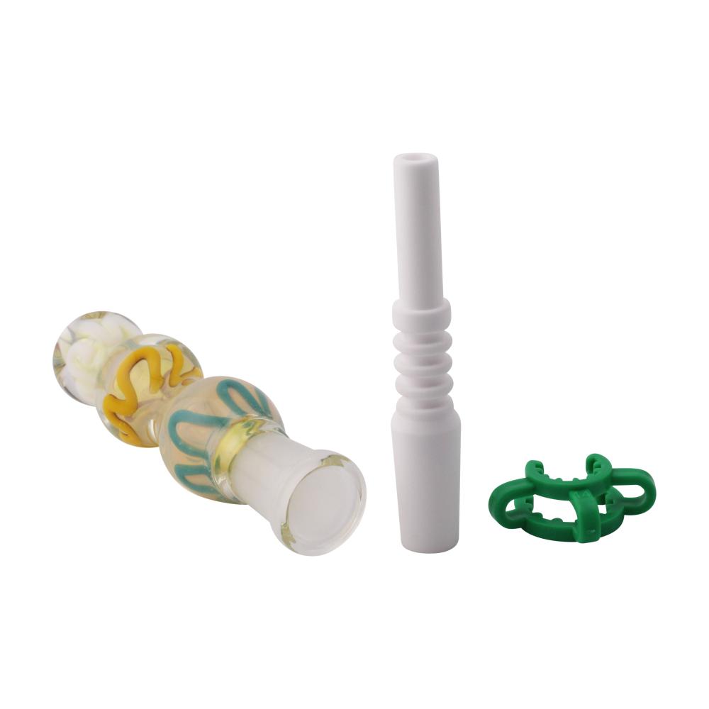 Orbit Swirl Small Glass Nectar Collector-Blue Mix