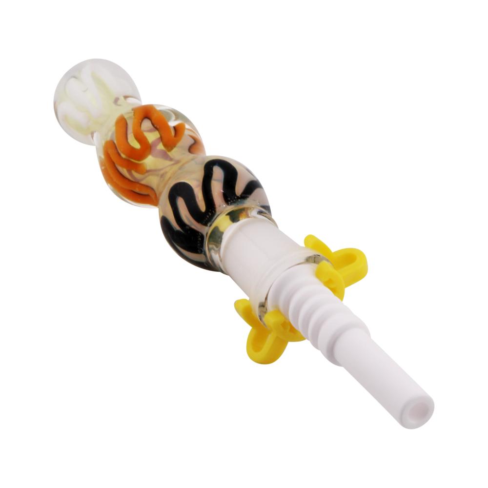 Orbit Swirl Small Glass Nectar Collector-Dark Blue Mix