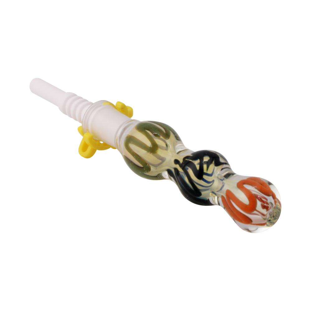 Orbit Swirl Small Glass Nectar Collector-Green Mix
