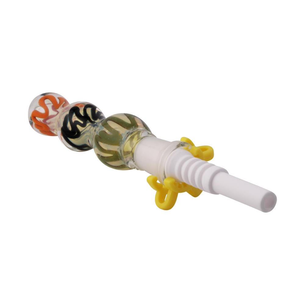 Orbit Swirl Small Glass Nectar Collector-Green Mix