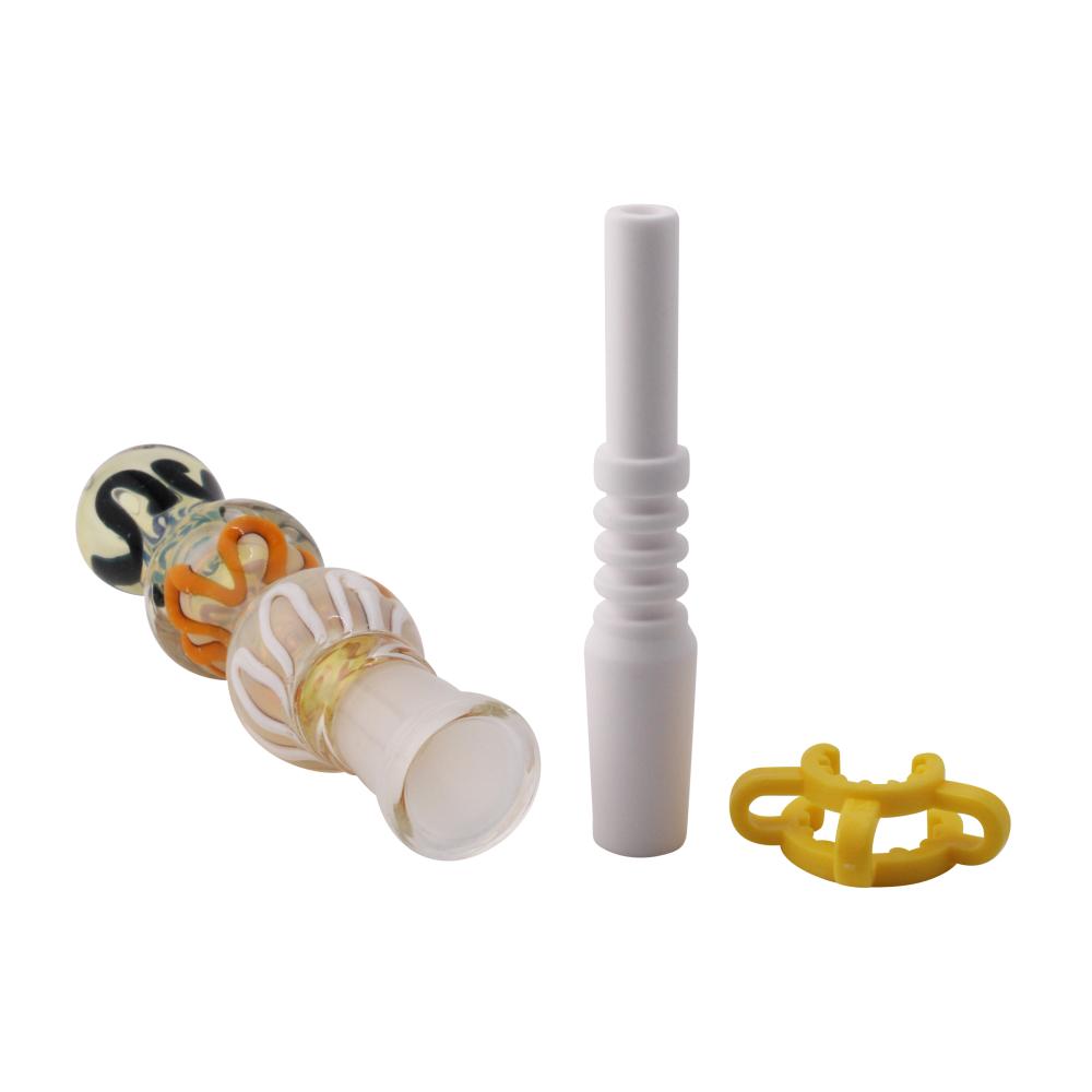 Orbit Swirl Small Glass Nectar Collector-White Mix