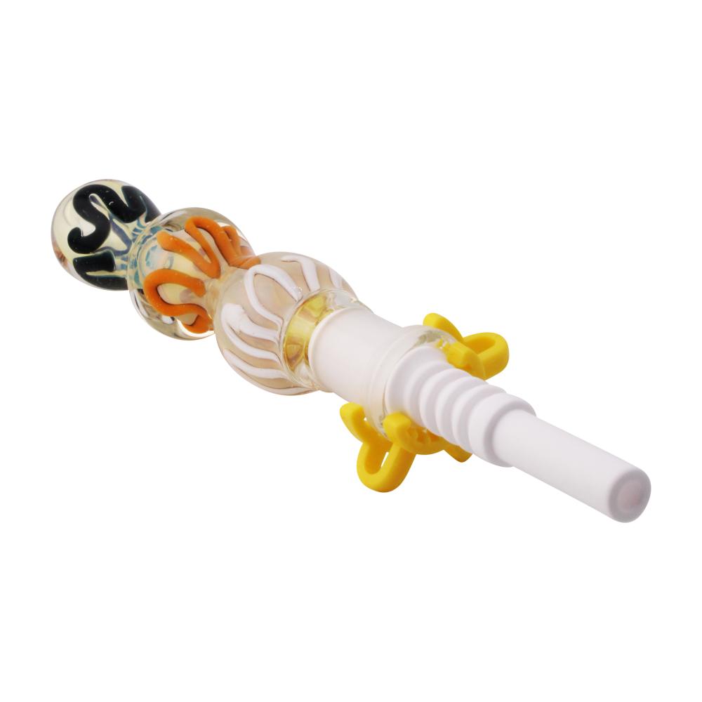 Orbit Swirl Small Glass Nectar Collector-White Mix