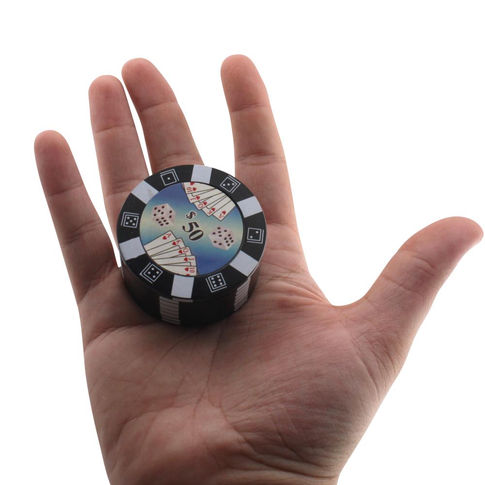 Poker Chip Design Metal Grinder-3 Piece-Black