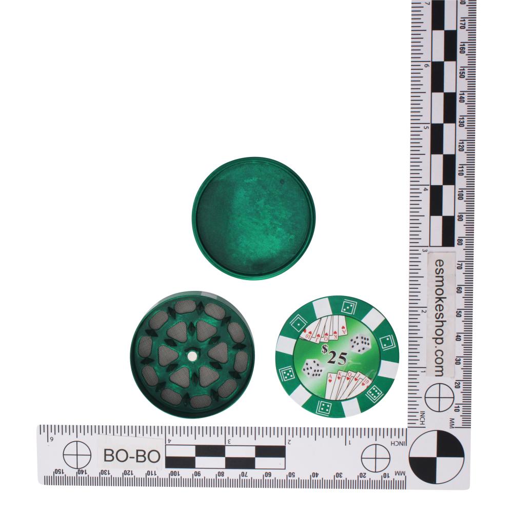Poker Chip Design Metal Grinder-3 Piece-Green