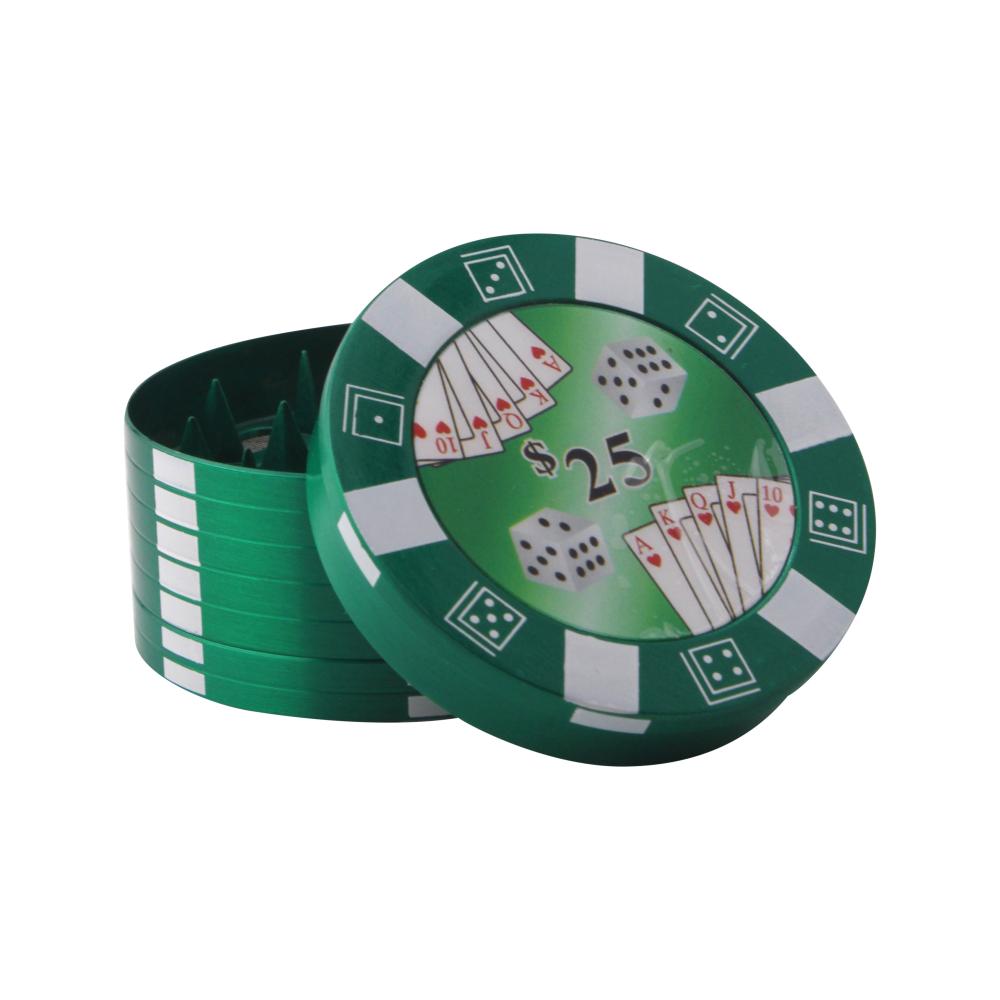 Poker Chip Design Metal Grinder-3 Piece-Green