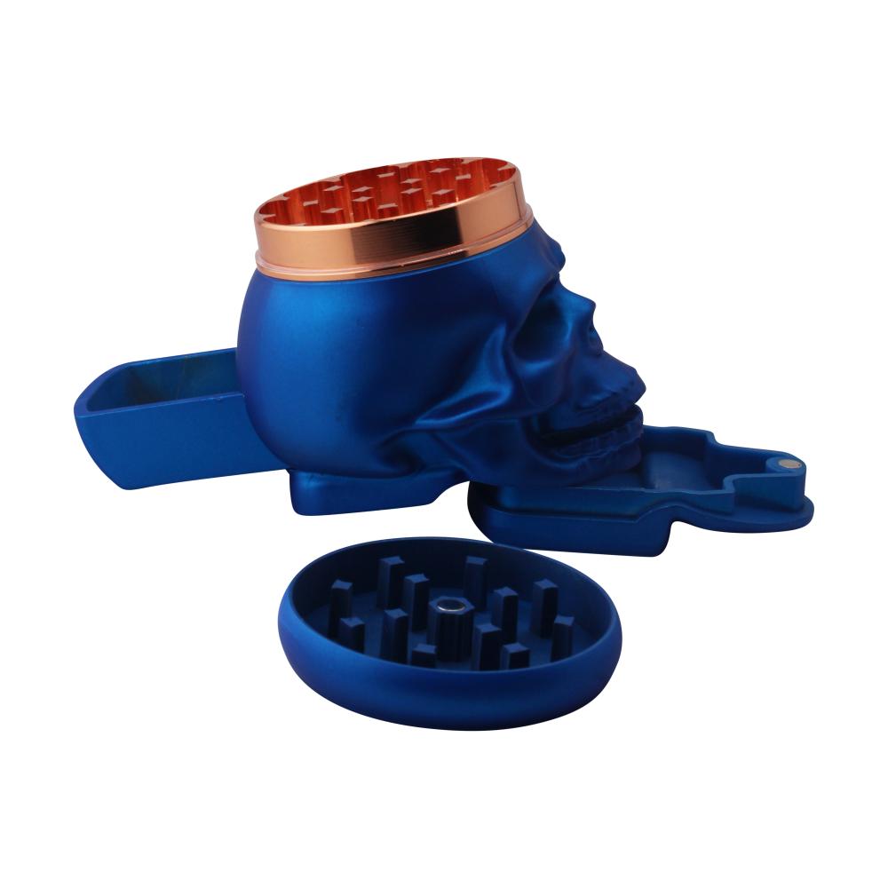 Pop Skull LED Plastic Grinder-4 Piece-Blue