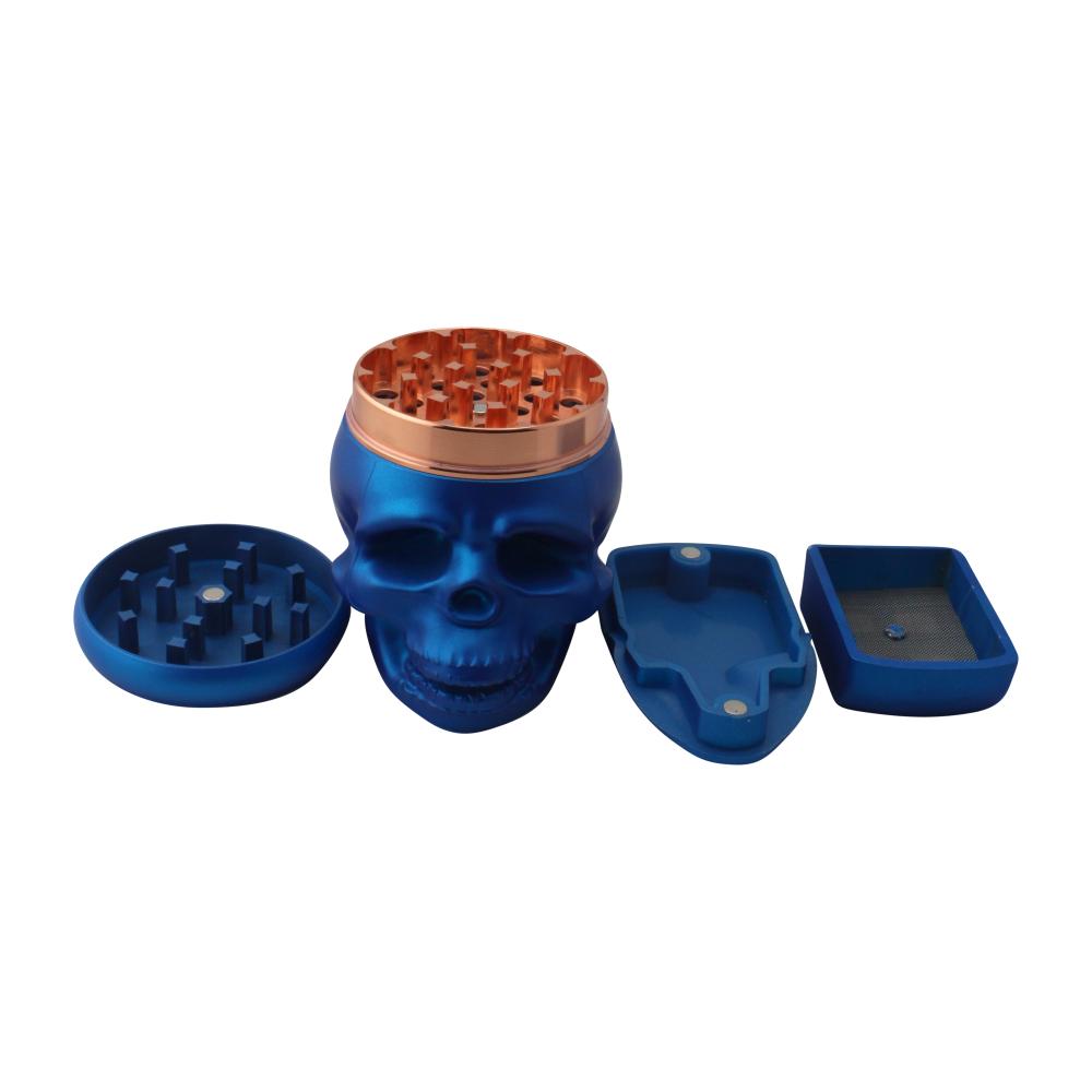 Pop Skull LED Plastic Grinder-4 Piece-Blue