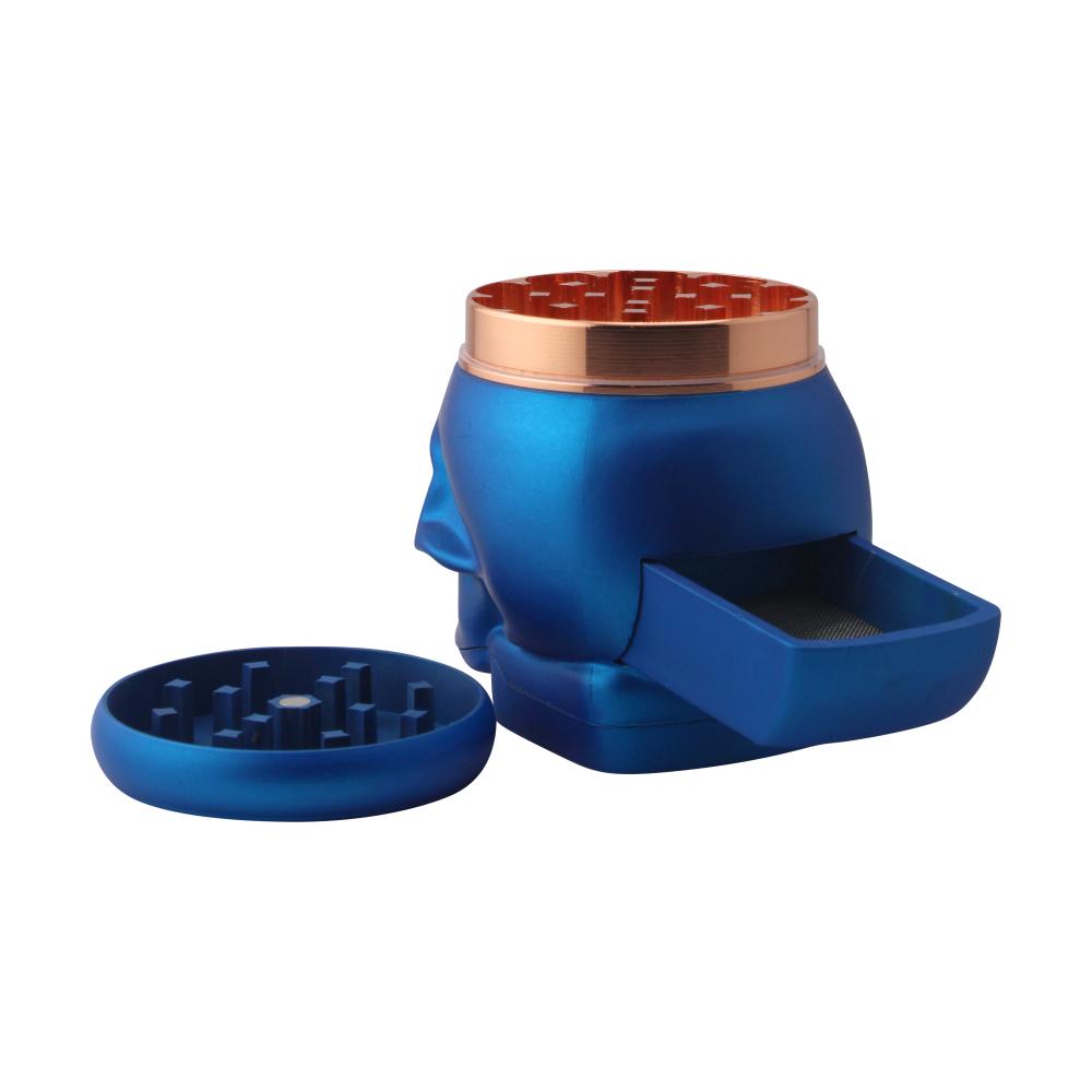 Pop Skull LED Plastic Grinder-4 Piece-Blue