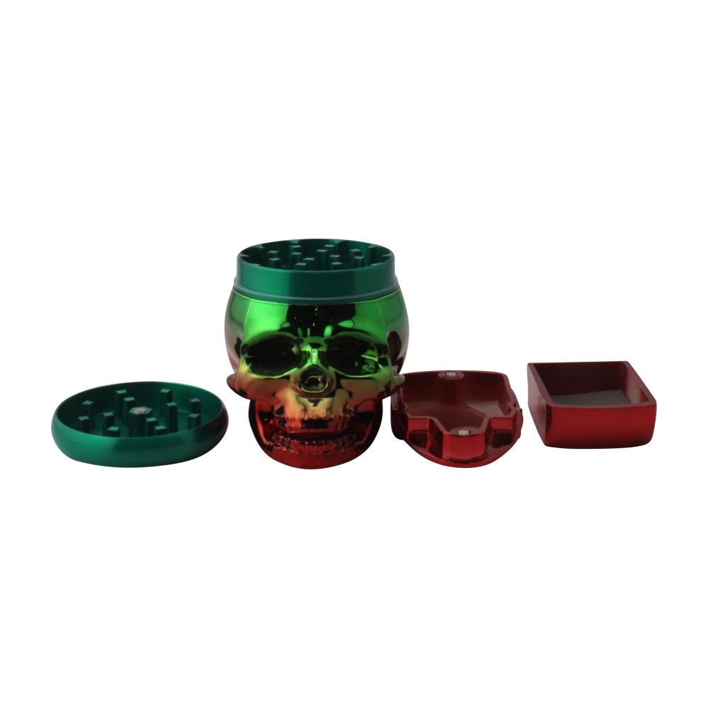 Pop Skull LED Plastic Grinder-4 Piece-Green and Red