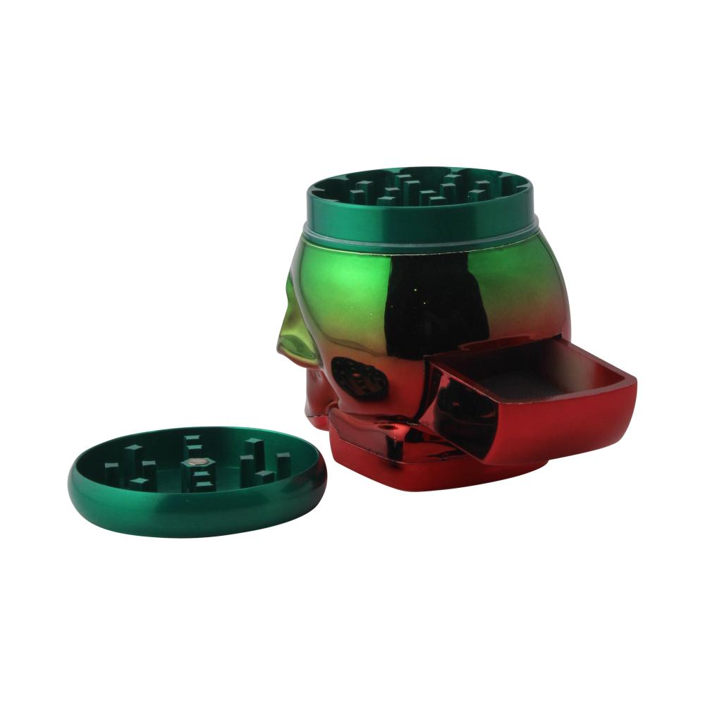 Pop Skull LED Plastic Grinder-4 Piece-Green and Red