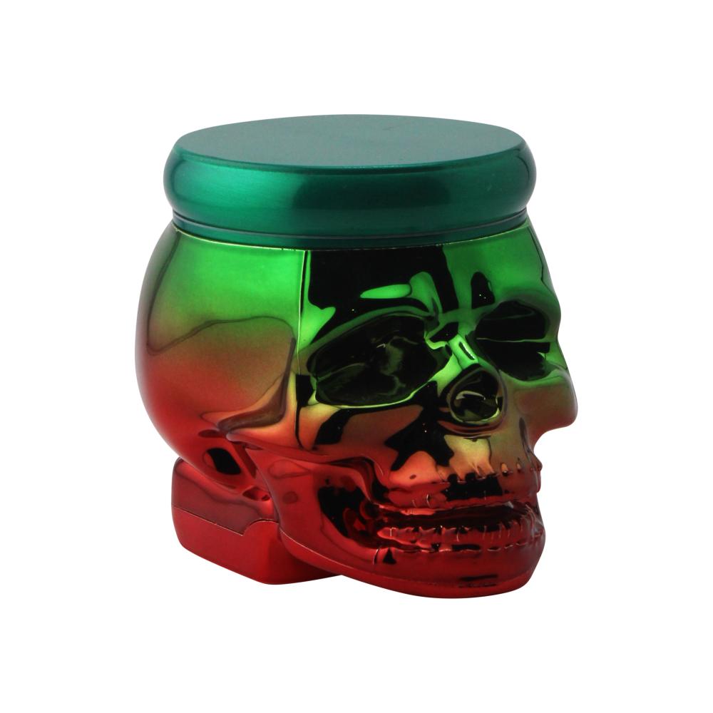 Pop Skull LED Plastic Grinder-4 Piece-Green and Red