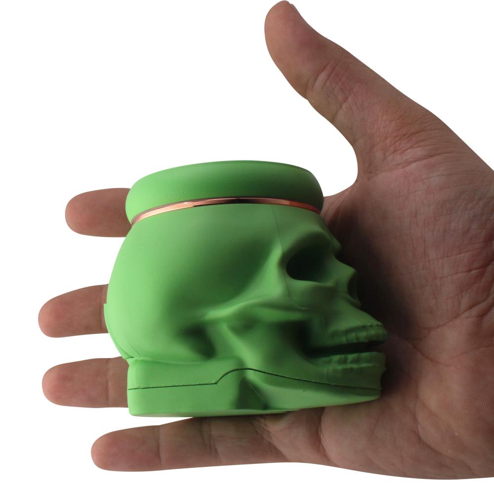 Pop Skull LED Plastic Grinder-4 Piece-Green