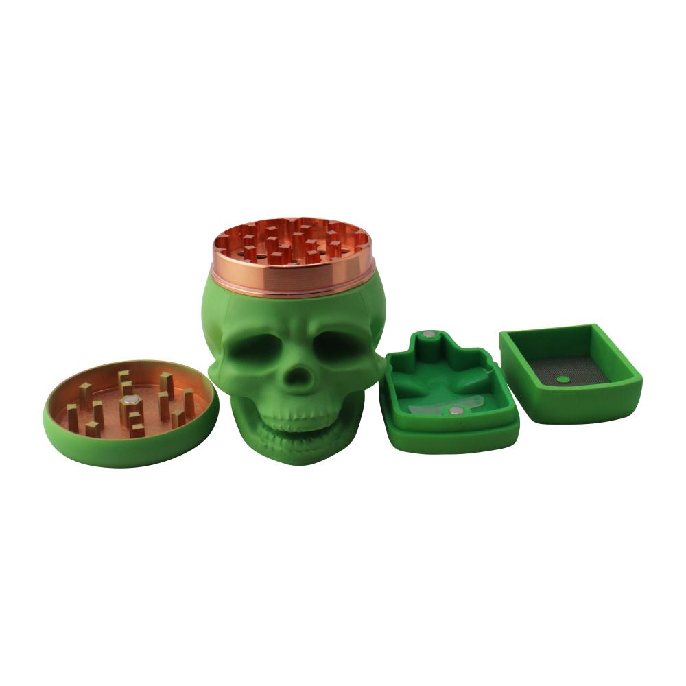 Pop Skull LED Plastic Grinder-4 Piece-Green
