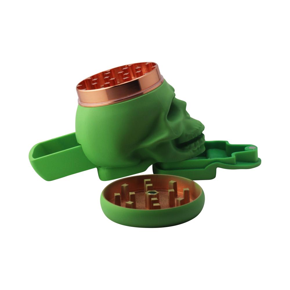 Pop Skull LED Plastic Grinder-4 Piece-Green