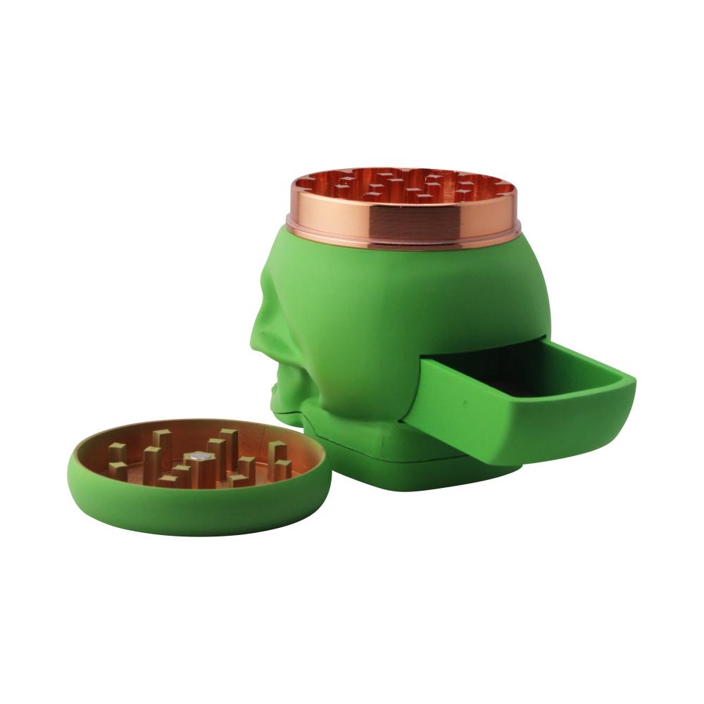 Pop Skull LED Plastic Grinder-4 Piece-Green