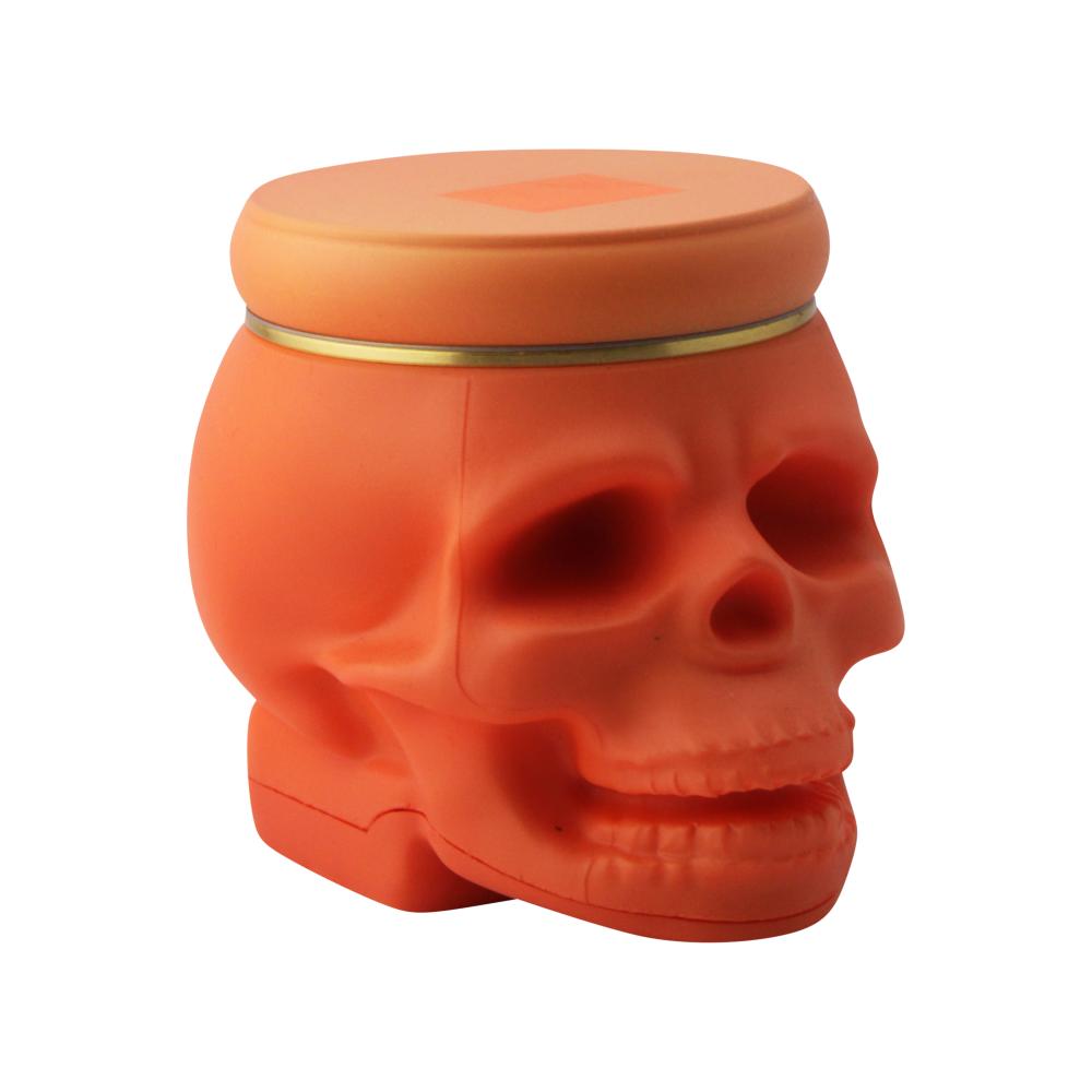 Pop Skull LED Plastic Grinder-4 Piece-Orange