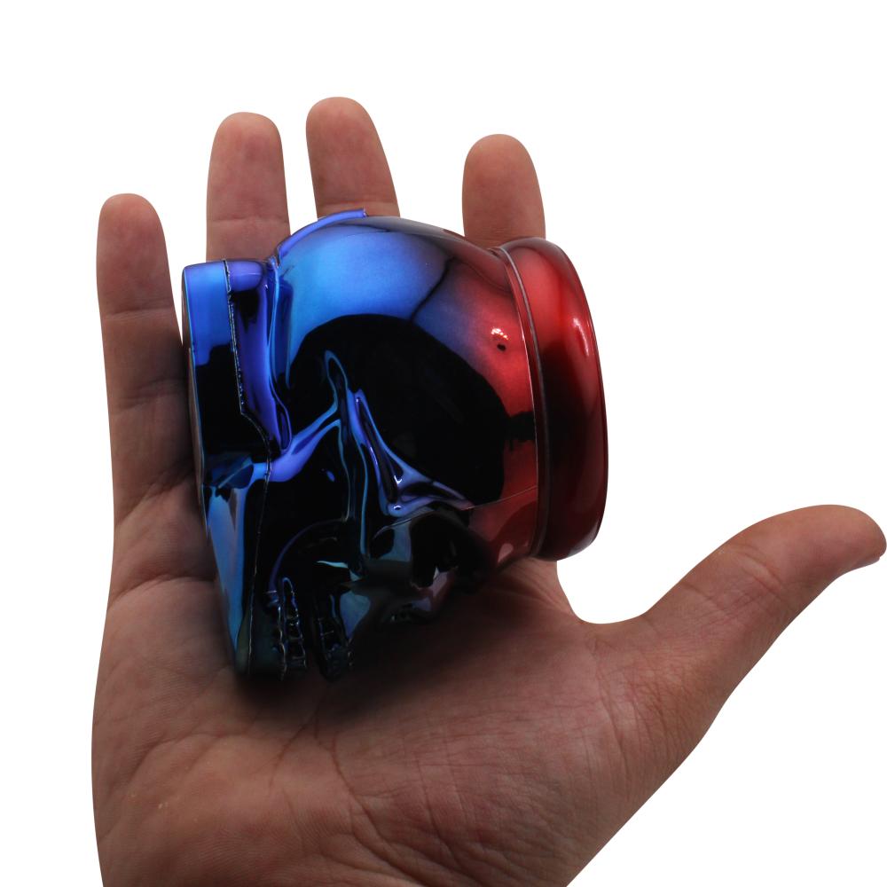 Pop Skull LED Plastic Grinder-4 Piece-Red and Blue
