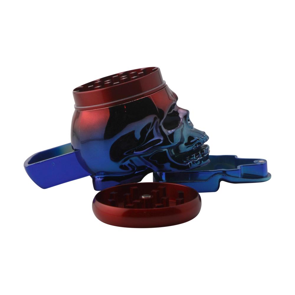 Pop Skull LED Plastic Grinder-4 Piece-Red and Blue