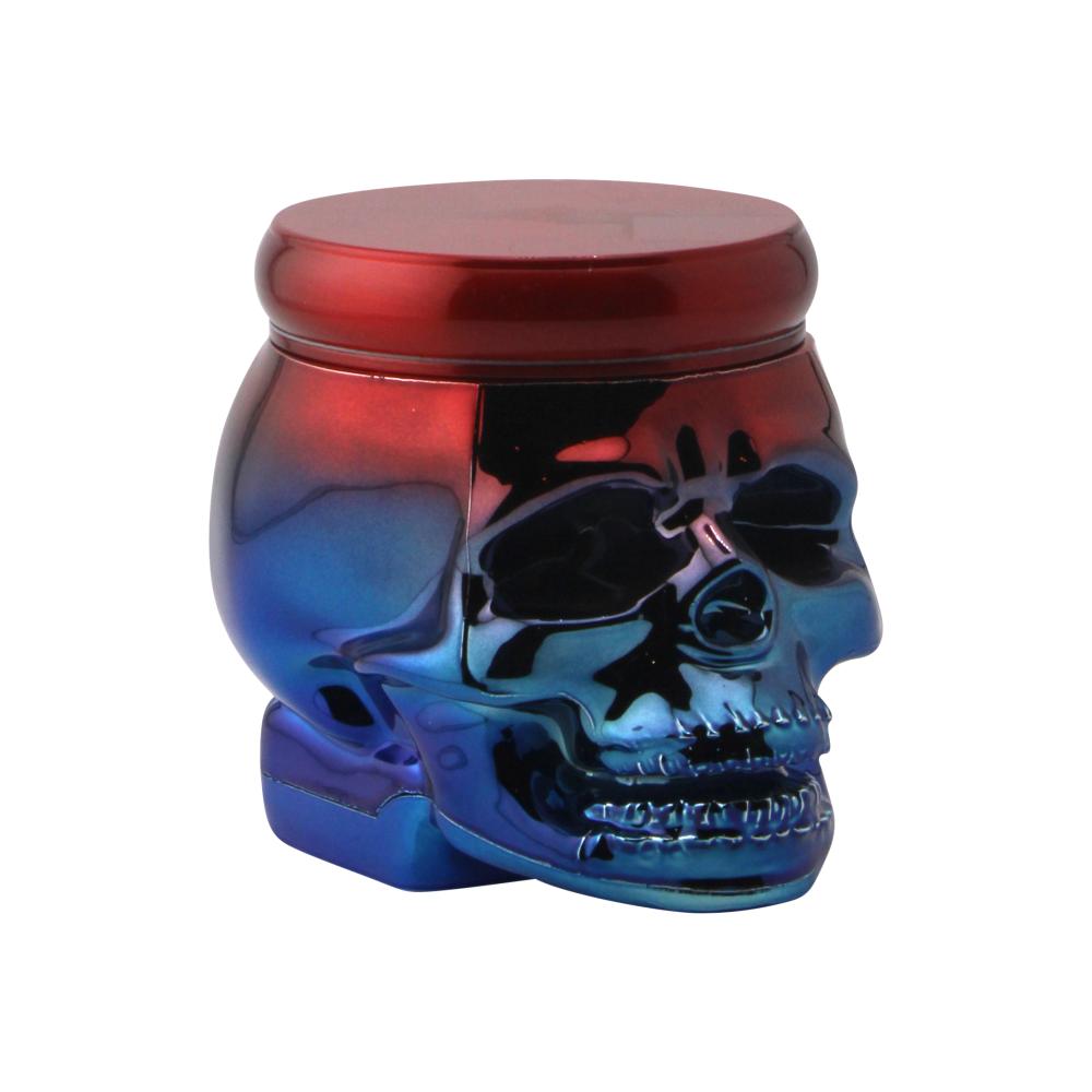 Pop Skull LED Plastic Grinder-4 Piece-Red and Blue