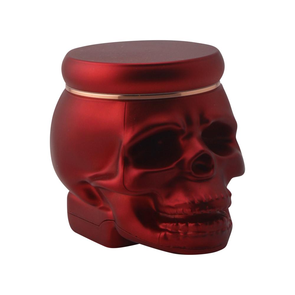 Pop Skull LED Plastic Grinder-4 Piece-Red
