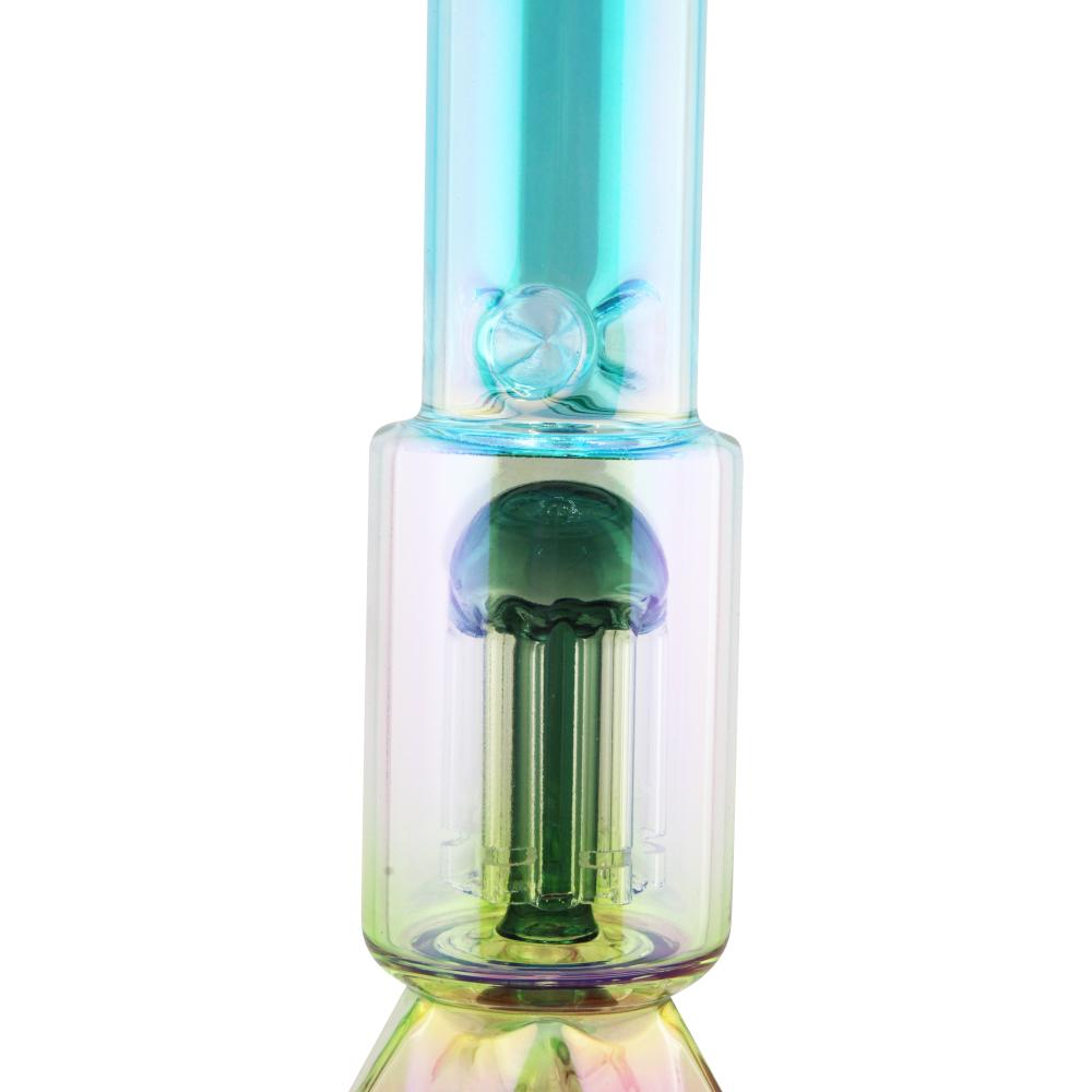 Prism Design Glass Perc Beaker Water Pipe-Blue Mix