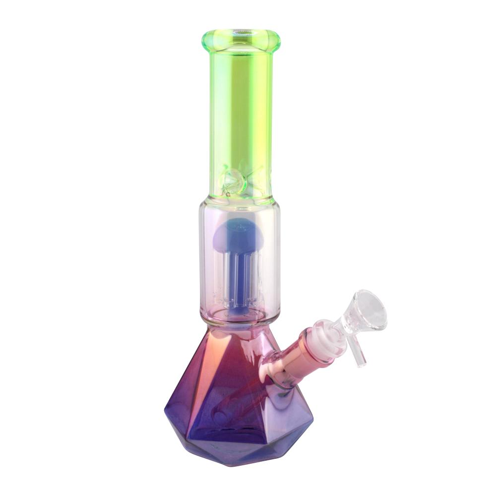 Prism Design Glass Perc Beaker Water Pipe-Light Green Mix