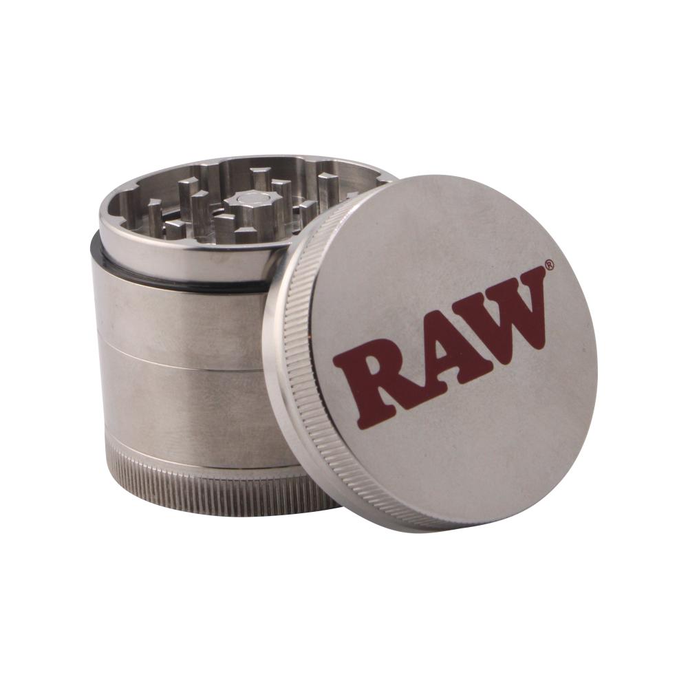 RAW 50mm Stainless Steel Shredder Grinder Aluminum-4 Piece-Silver
